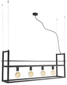Candeeiro de suspensão inteligente preto com prateleira grande 4 luzes incl. Wifi G95 - Cage Rack