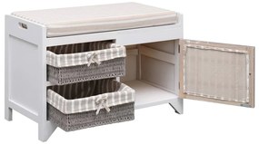 Banco de corredor 70x33,5x45 cm madeira de paulownia branco