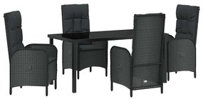 Conjunto de Jantar de Jardim com 5 Peças em Rattan Sintético Preto.