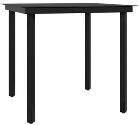 3 pcs conj. de jantar para jardim c/ almofadões cinzento/preto