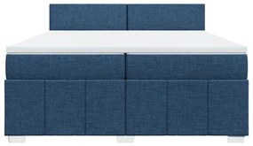 Cama com molas/colchão 200x200 cm tecido azul