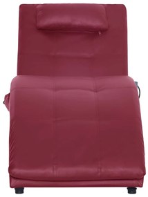 Chaise longue massagem c/ almofada couro artif. vermelho tinto