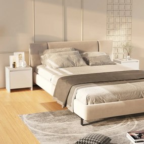 vidaXL Mesas cabeceira 2 pcs aglomerado 45x34x44,5cm branco brilhante