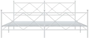 Estrutura de cama com cabeceira e pés 200x200 cm metal branco