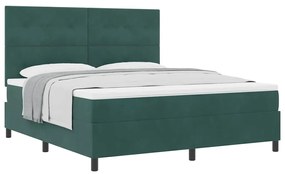 Cama Box Spring com Colchão Verde Escuro Super King de Veludo