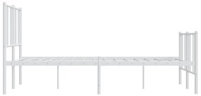 Estrutura de cama com cabeceira e pés 140x200 cm metal branco