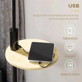 Candeeiro de Pé Havianni com Carregador USB - Design Moderno