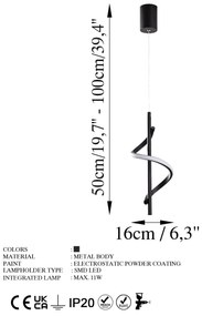 Candeeiro de Teto Likma – Preto – 16x50-100x16 cm