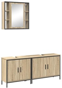 Conjunto de Móveis para Casa de Banho 3 Peças Madeira Sonoma Engenheir