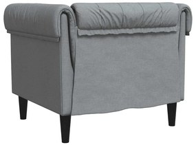 Sofá chesterfield tecido cinzento-claro