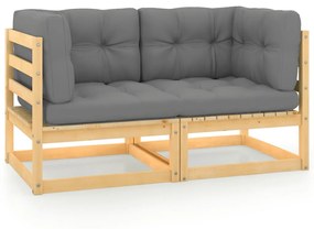 805730 vidaXL Sofá de jardim 2 lugares com almofadões pinho maciço