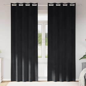 Cortinas Blackout vidaXL com Ilhós 2 pcs Veludo Preto