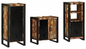 vidaXL Conjunto de Móveis para Banheiro com prateleira com armazenamento com porta 3 pcs