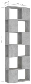 Estante/divisória 60x24x186 cm contraplacado cinzento-cimento