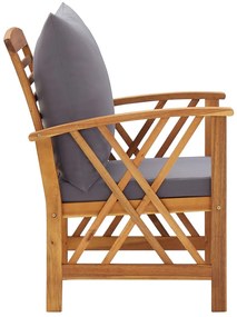 4 pcs conj. lounge jardim c/ almofadões madeira acácia maciça