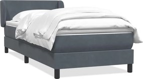 vidaXL Cama com molas/colchão 100x220 cm veludo cinzento-escuro