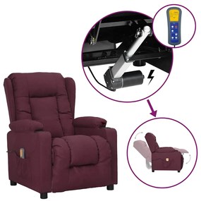 vidaXL Poltrona elevatória de massagens tecido roxo