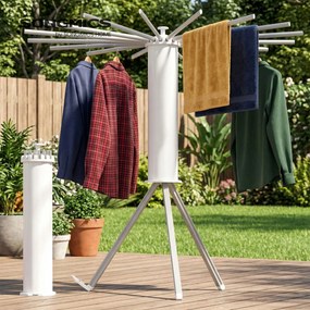 Estendal roupa dobrável, com suporte extensível, ocupa pouco espaço 112 x 112 x 122 cm prateado