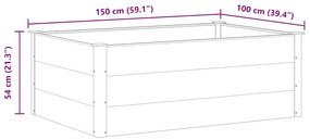 Canteiro elevado para jardim WPC 150x100x54 cm cinzento