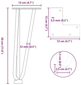 Pernas de grampo para mesa de centro 4 peças pretas 30 cm aço maciço