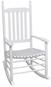 vidaXL Cadeira de baloiço com assento curvo madeira branco