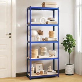 5-Layer Storage Shelf Blue Steel&amp;Madeira de engenharia