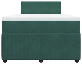 Cama boxspring com colchão 120x200 cm veludo verde-escuro