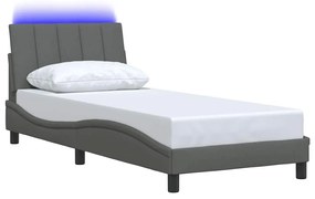 Estrutura de cama sem colchão 80x200 cm tecido cinzento-escuro