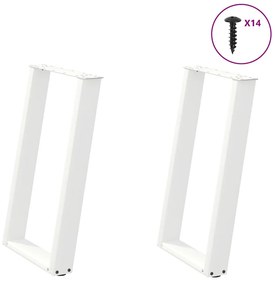 Pernas p/ mesa de jantar 2 pcs forma U 50x(72-73) cm aço branco