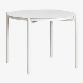 Mesa De Jardim Redonda Ø110 Cm Em Alumínio Elton Branco Glacial - Sklum