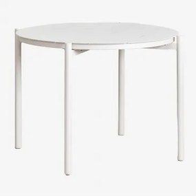 Mesa De Jardim Redonda Ø110 Cm Em Alumínio Elton Gardénia Branco - Sklum