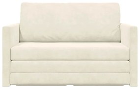 Sofá-Cama de Chão 2 em 1 Creme 124x204x61 cm Veludo