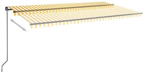 Toldo retrátil manual 600x350 cm amarelo e branco