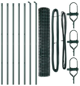 Cerca Euro com 7 postes de 1,6 x 10 m em aço galvanizado verde