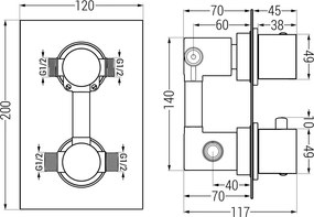 Mexen Cube DR02 conjunto de duche embutido com chuveiro de 30 cm, cromado - 77502DR0230-00