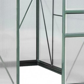 Outsunny Estufa de Jardim 2x2,5m de Policarbonato e Alumínio Estufa com Clarabóia Proteção UV 30 e Base 4,79 m² para Vasos Cultivos de Plantas e Flores Transparente