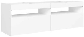 Móvel de TV com luzes LED 120x35x40 cm branco
