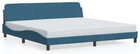 Estrutura de cama c/ cabeceira 200x200 cm veludo azul