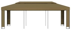 Gazebo com telhado duplo 3x6 m 180 g/m² cinza-acastanhado