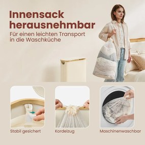 Cesto para roupa suja 65 L 42 x 22,5 x 70,5 cm branco creme