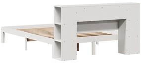 Cama com estante sem colchão 120x190 cm pinho maciço branco