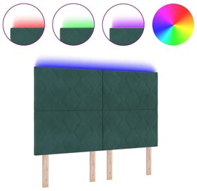 Cabeceira LED Design Blocos de Diamante Verde Escuro 144 cm