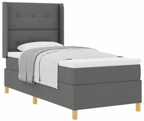 Cama Box com Colchão Cinza Escuro 80x200 cm em Tecido