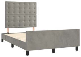 Estrutura de cama sem colchão 120x200 cm veludo cinzento-claro