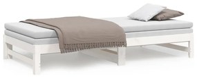 Sofá-cama de puxar 2x(100x200) cm madeira pinho maciça branco