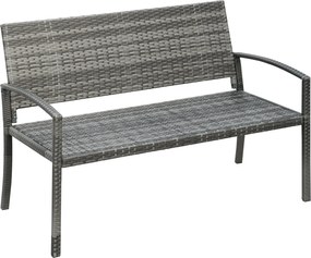 Outsunny Banco de jardim, em aparência de rattan, com estrutura de aço, para 2 pessoas, cinza, 122 x 60 x 85cm | Aosom Portugal