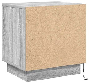 Mesa de cabeceira com luzes LED Cinza Sonoma 44x34,5x45 cm