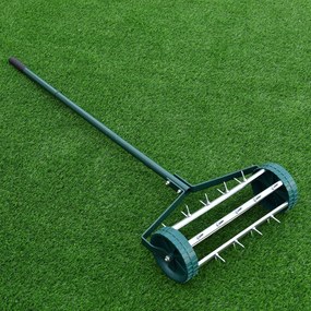 Rolo Aerador de relva para jardim Aerador de relva para jardim Escarificador de relva com cabo longo 45 x 21 x 126 cm verde
