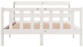 Cama sem colchão 150x200 cm madeira de pinho maciça branco