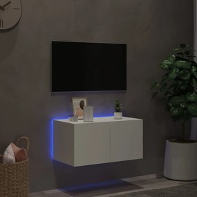 Móvel de parede para TV com luzes LED 60x35x31 cm branco
